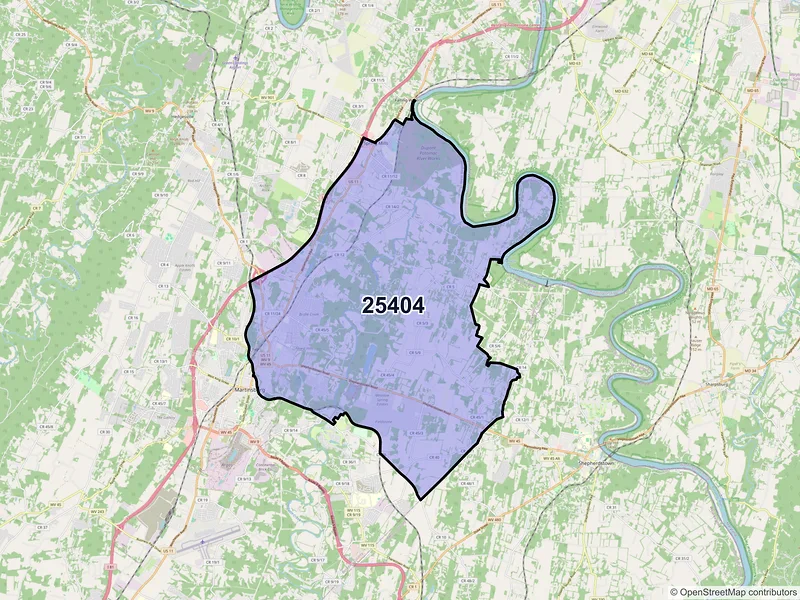 Map of ZIP Code 25404 — Martinsburg, WV