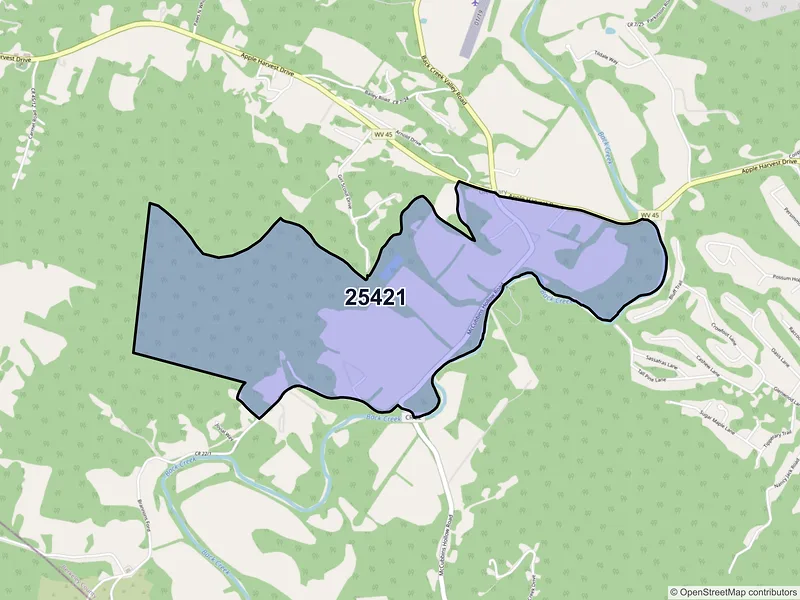 Map of ZIP Code 25421 — Glengary, WV