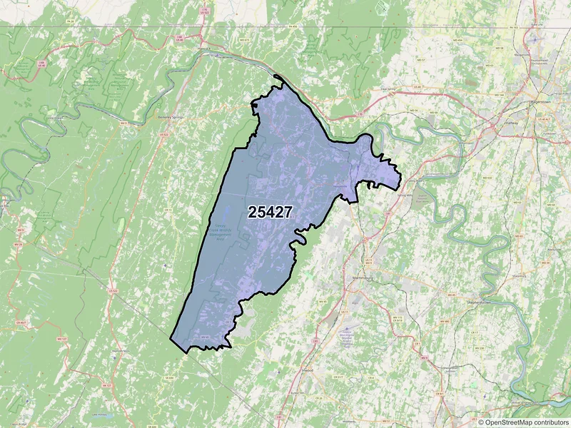 Map of ZIP Code 25427 — Hedgesville, WV
