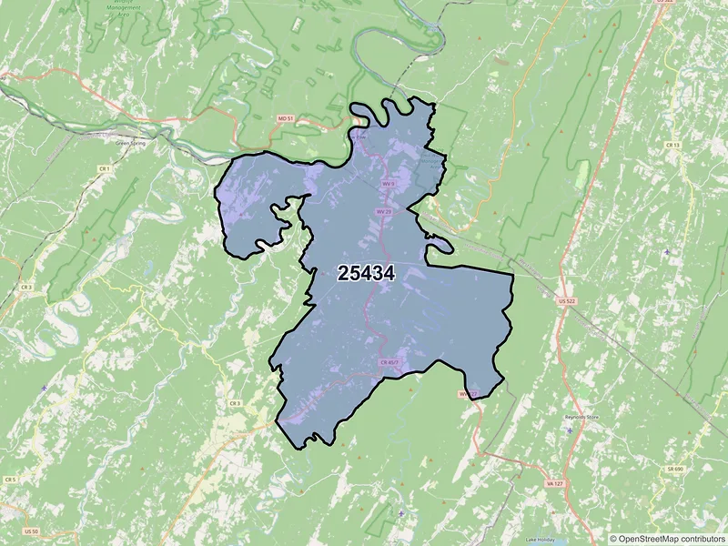 Map of Paw Paw, West Virginia and ZIP codes