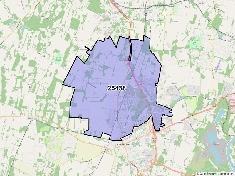 Map of Ranson, West Virginia and ZIP codes
