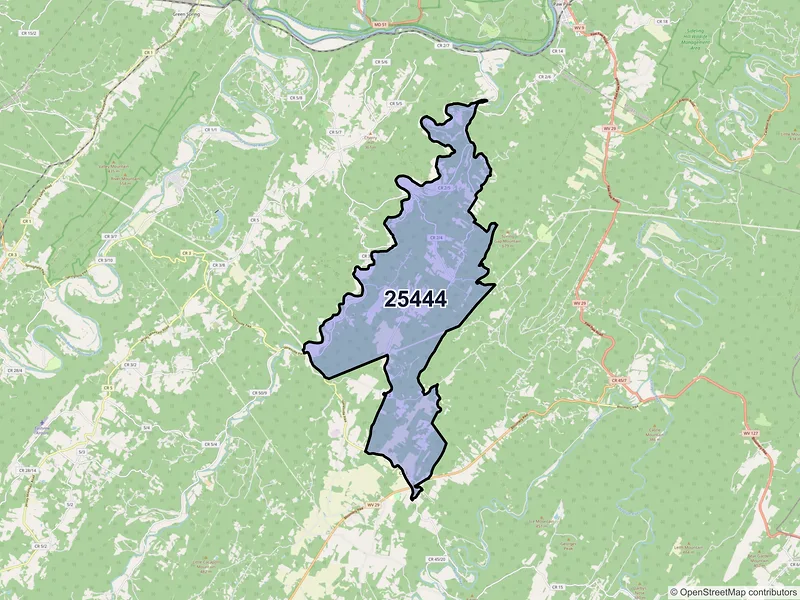 Map of ZIP Code 25444 — Slanesville, WV