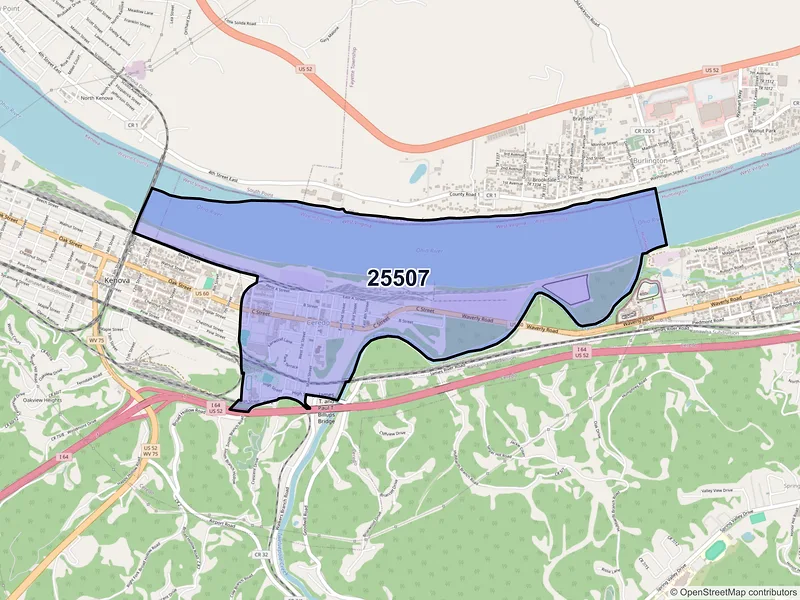 Map of Ceredo, West Virginia and ZIP codes
