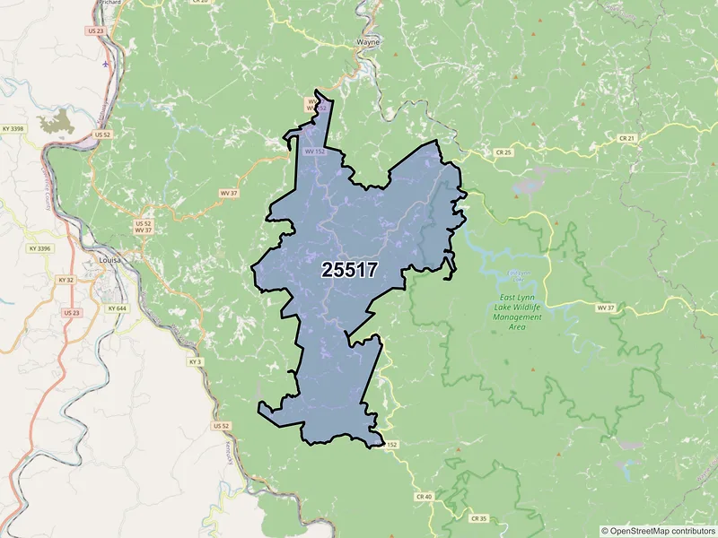 Map of Genoa, West Virginia and ZIP codes
