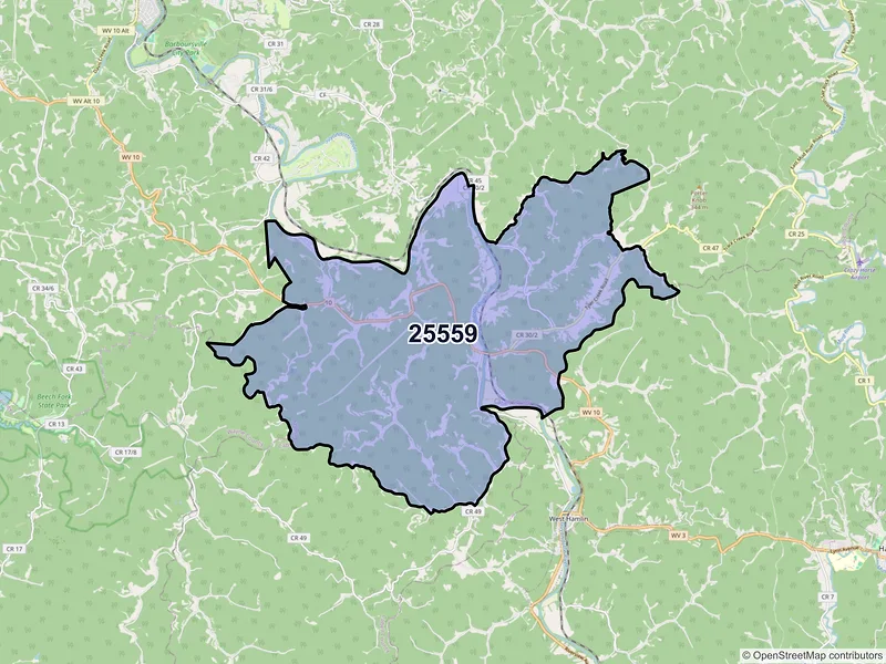 Map of Salt Rock, West Virginia and ZIP codes