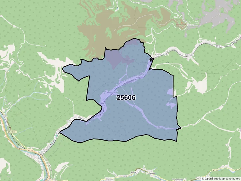 Map of Accoville, West Virginia and ZIP codes