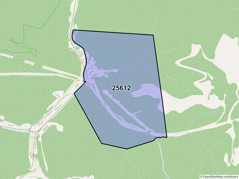 Map of ZIP Code 25612 — Chauncey, WV
