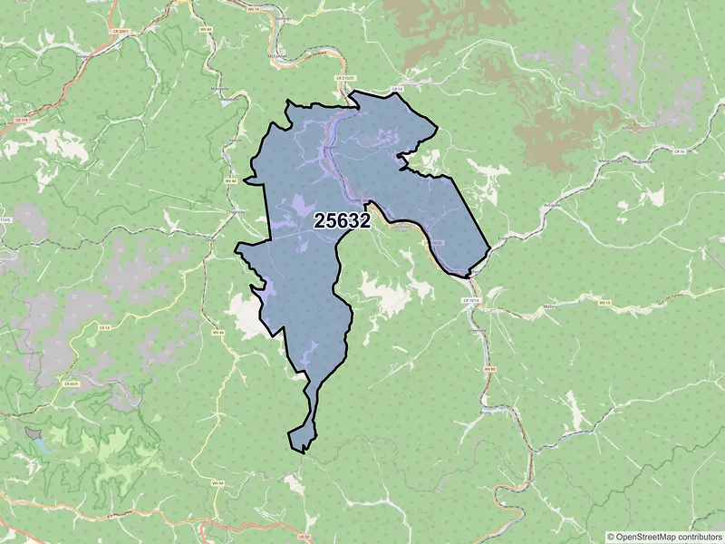 Map of ZIP Code 25632 — Lyburn, WV