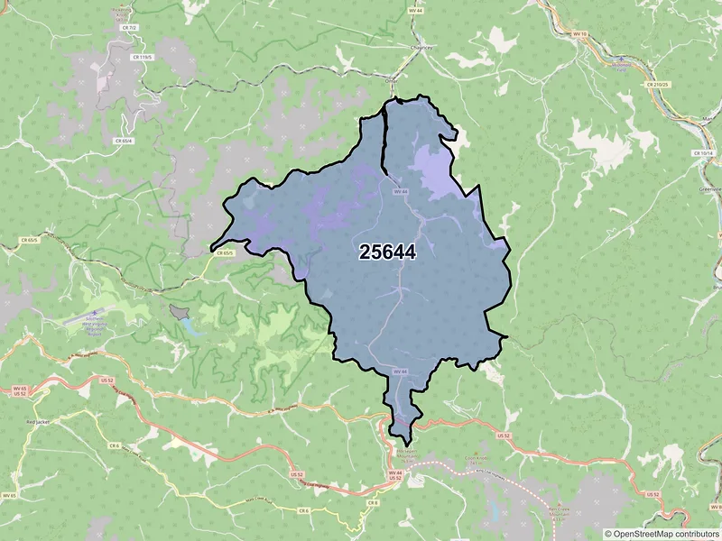 Map of Sarah Ann, West Virginia and ZIP codes