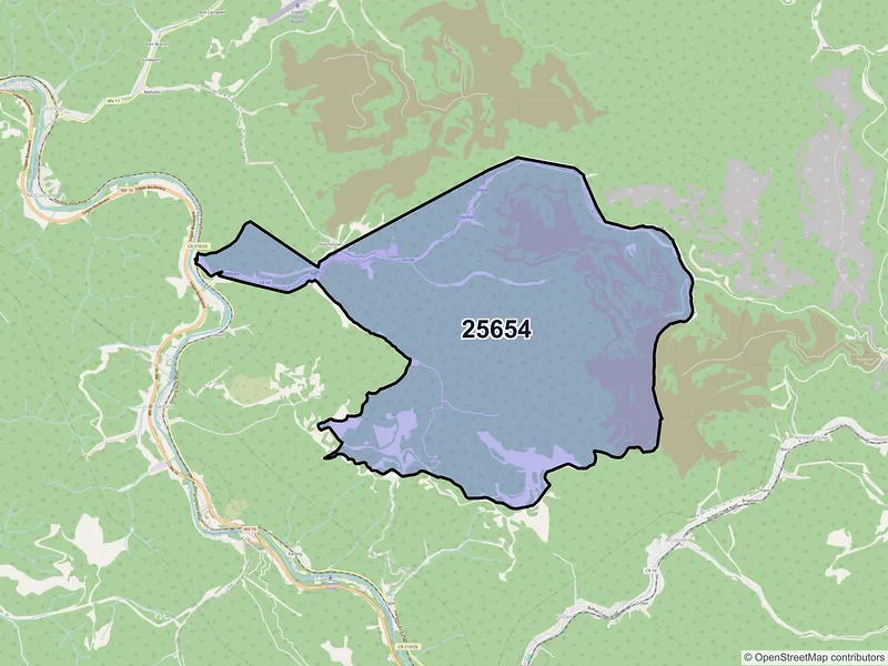 Map of Yolyn, West Virginia and ZIP codes