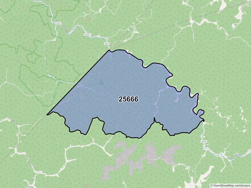 Map of ZIP Code 25666 — Breeden, WV