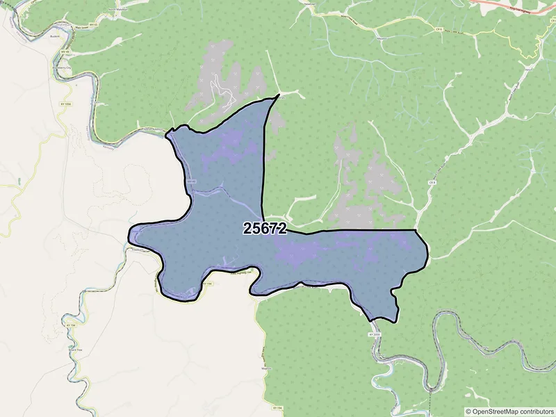 Map of ZIP Code 25672 — Edgarton, WV