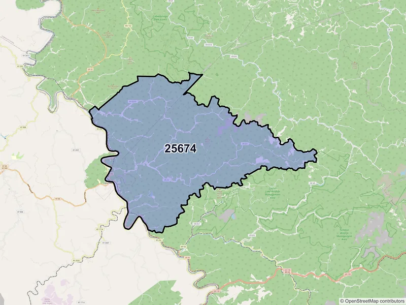 Map of ZIP Code 25674 — Kermit, WV