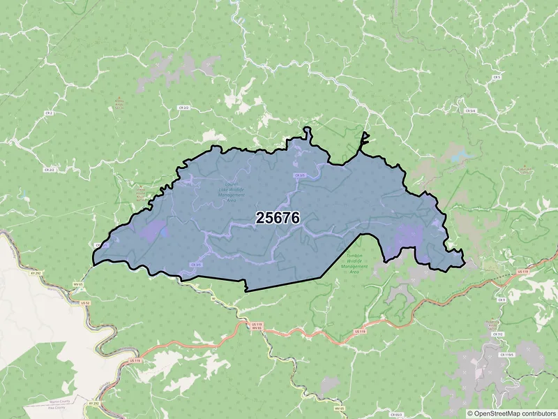 Map of Lenore, West Virginia and ZIP codes
