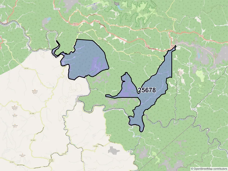 Map of ZIP Code 25678 — Matewan, WV