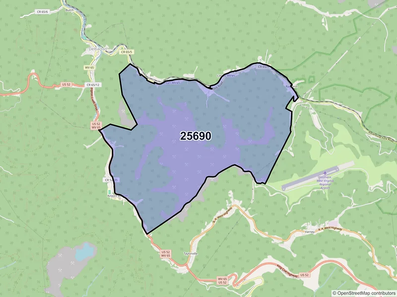 Map of Ragland, West Virginia and ZIP codes