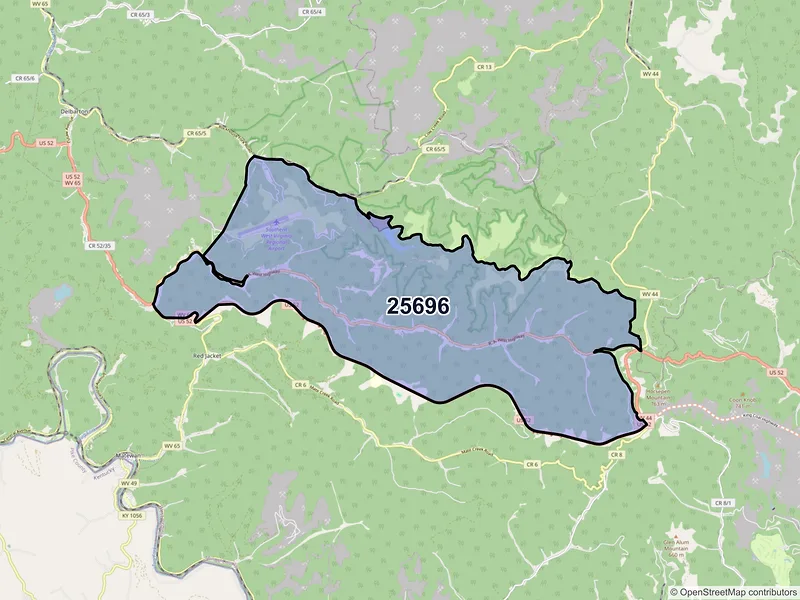 Map of Varney, West Virginia and ZIP codes