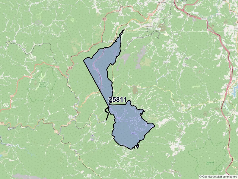 Map of Amigo, West Virginia and ZIP codes