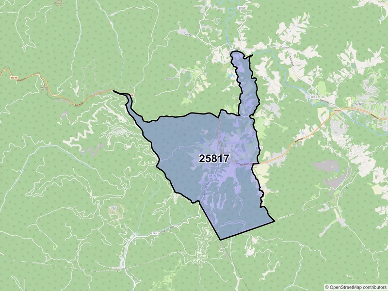 Map of ZIP Code 25817 — Bolt, WV