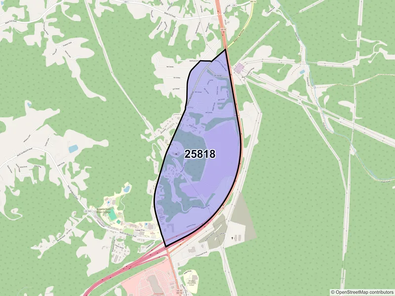 Map of Bradley, West Virginia and ZIP codes