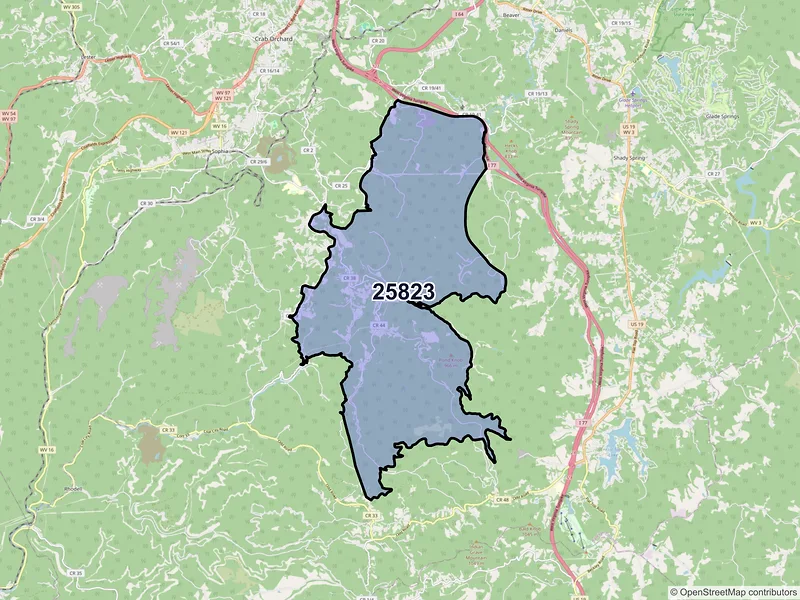Map of Coal City, West Virginia and ZIP codes
