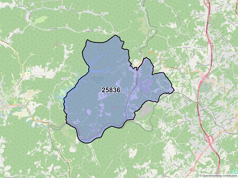 Map of Eccles, West Virginia and ZIP codes