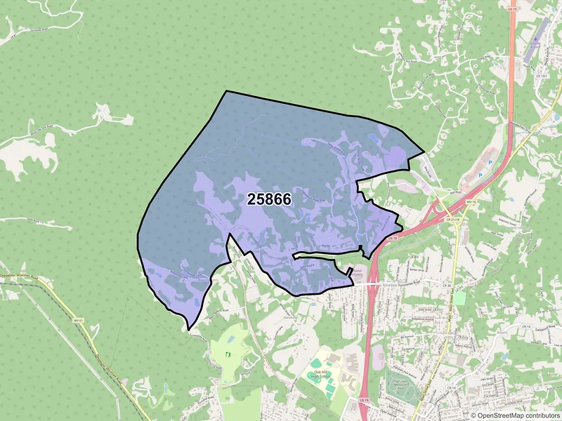 Map of Lochgelly, West Virginia and ZIP codes