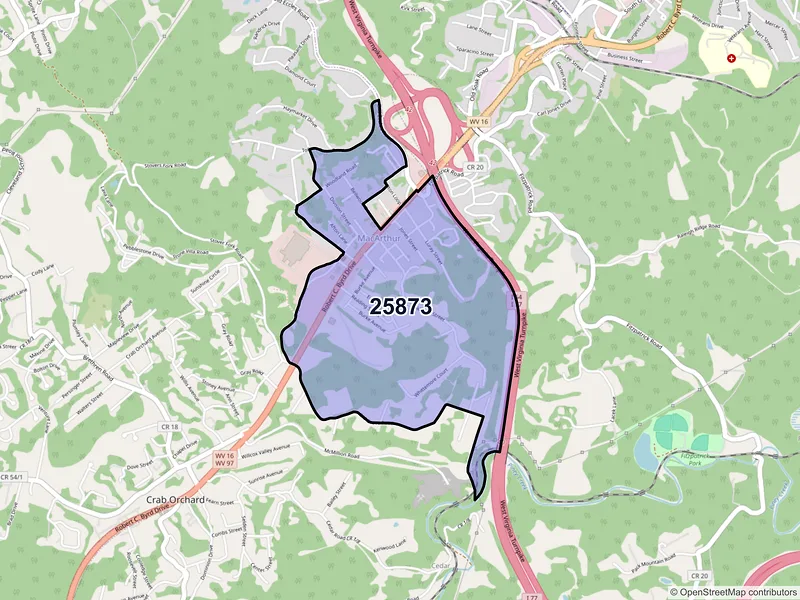 Map of Mac Arthur, West Virginia and ZIP codes