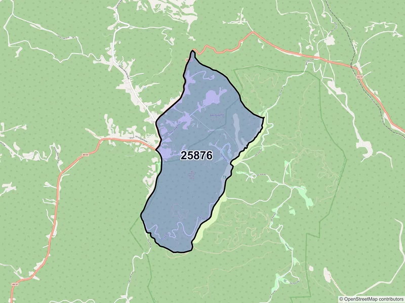 Map of ZIP Code 25876 — Saulsville, WV