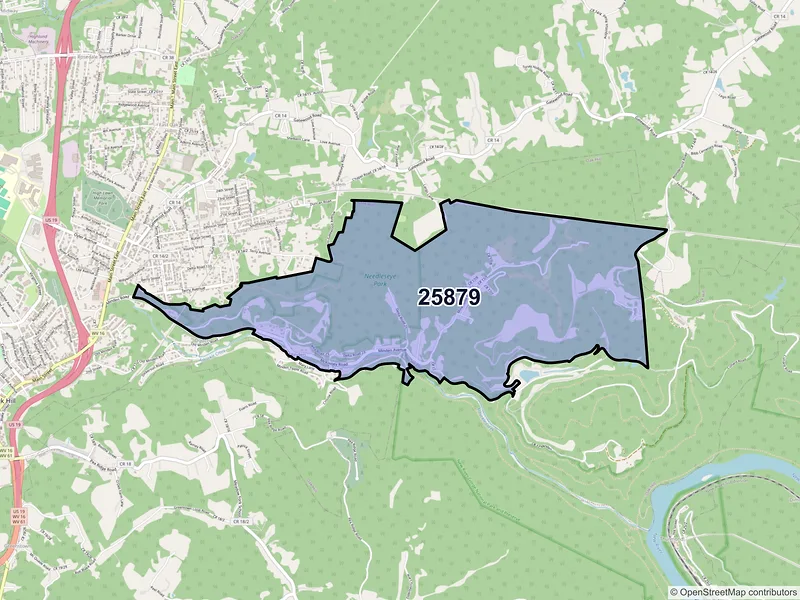 Map of Minden, West Virginia and ZIP codes