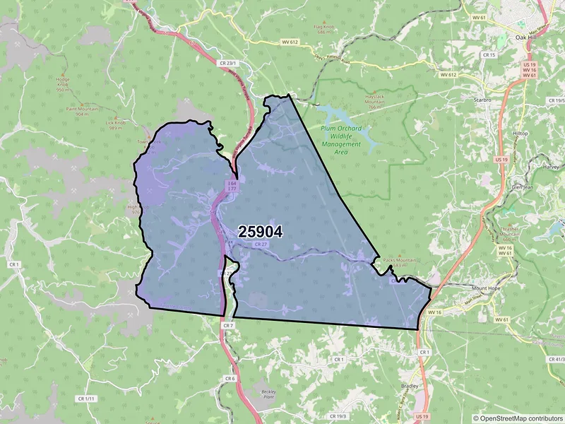 Map of Pax, West Virginia and ZIP codes