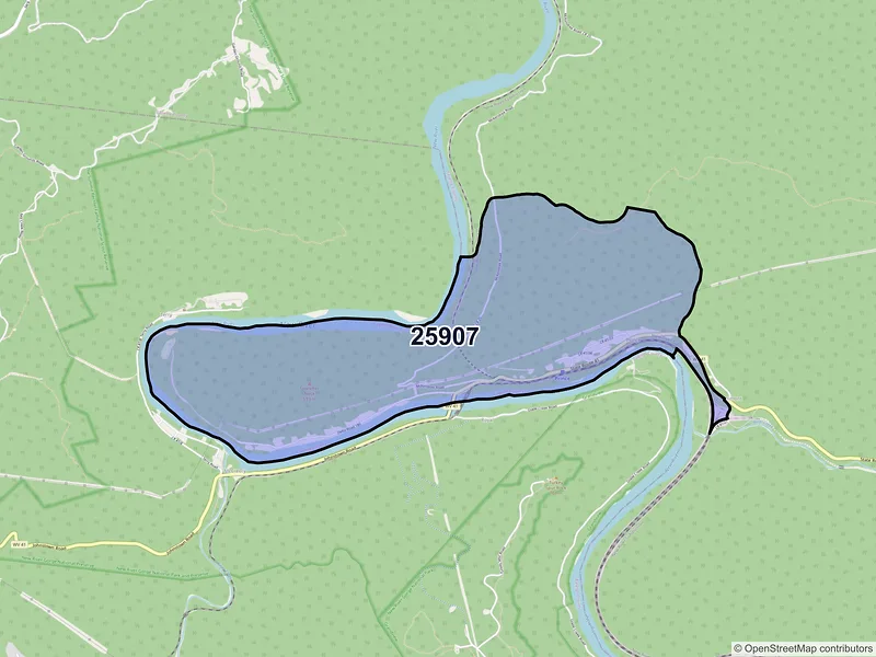 Map of Prince, West Virginia and ZIP codes