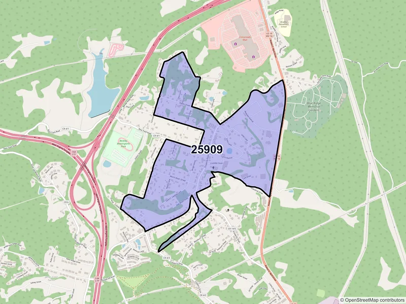 Map of Prosperity, West Virginia and ZIP codes