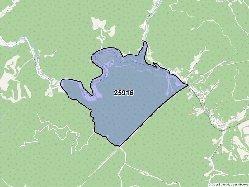 Map of Sabine, West Virginia and ZIP codes