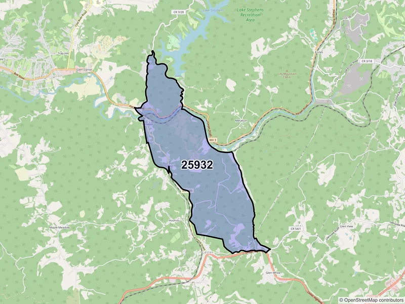 Map of ZIP Code 25932 — Surveyor, WV