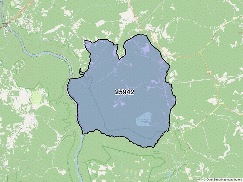 Map of Winona, West Virginia and ZIP codes