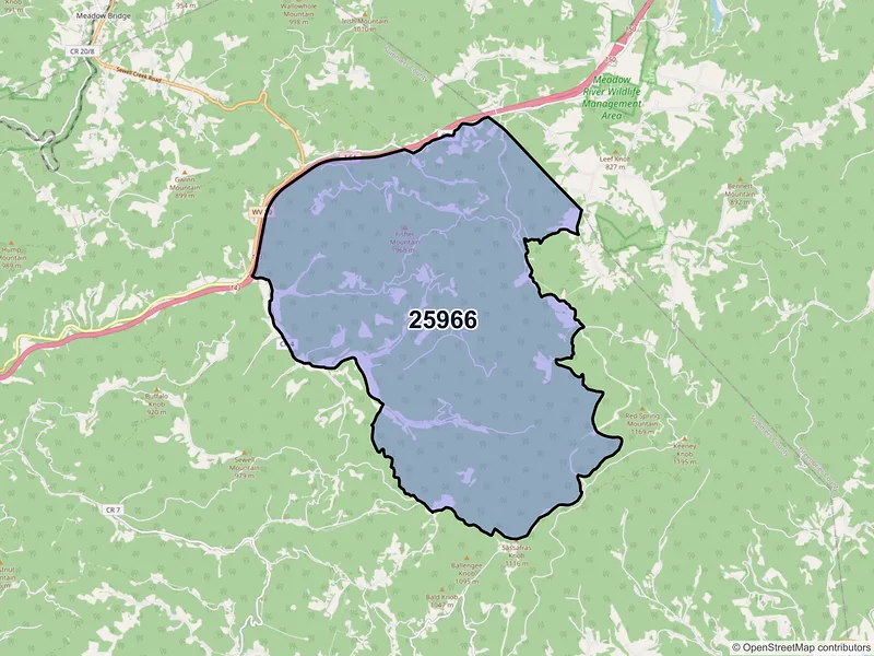 Map of Green Sulphur Springs, West Virginia and ZIP codes