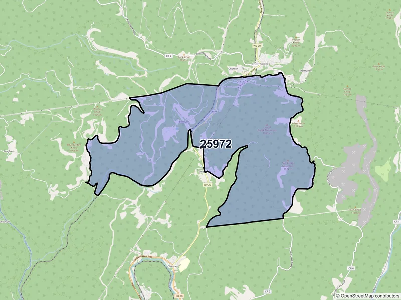 Map of Leslie, West Virginia and ZIP codes