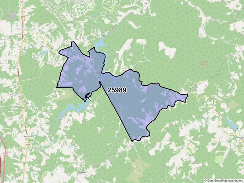 Map of White Oak, West Virginia and ZIP codes