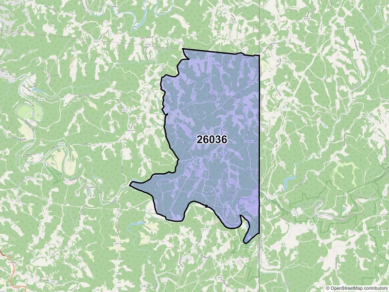 Map of Dallas, West Virginia and ZIP codes