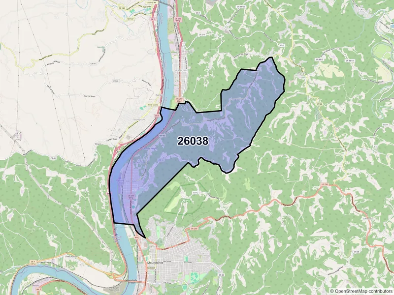 Map of Glen Dale, West Virginia and ZIP codes