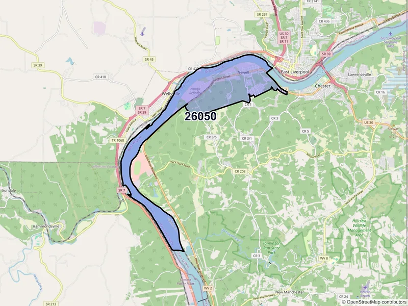 Map of Newell, West Virginia and ZIP codes