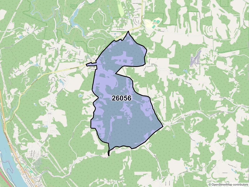 Map of New Manchester, West Virginia and ZIP codes