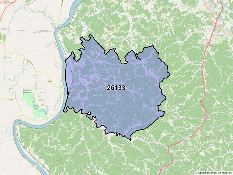 Map of ZIP Code 26133 — Belleville, WV