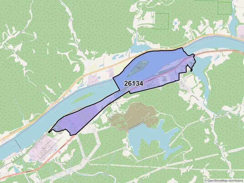 Map of ZIP Code 26134 — Belmont, WV