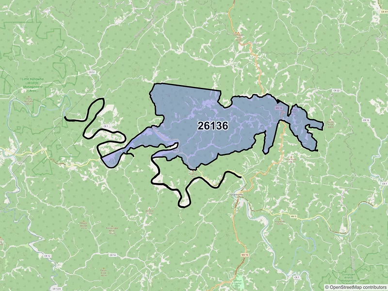Map of ZIP Code 26136 — Big Bend, WV