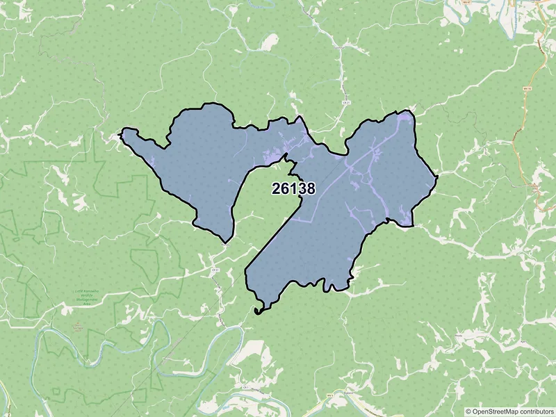 Map of ZIP Code 26138 — Brohard, WV