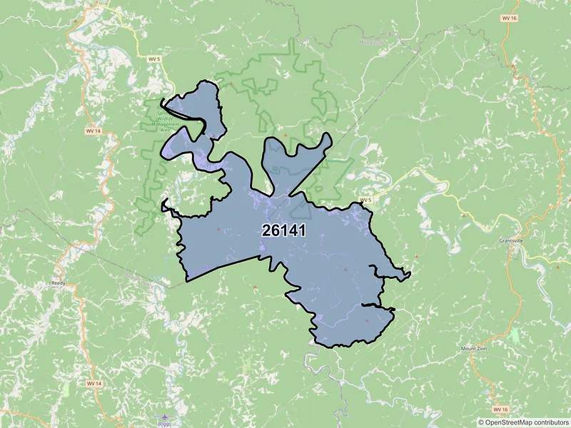 Map of ZIP Code 26141 — Creston, WV