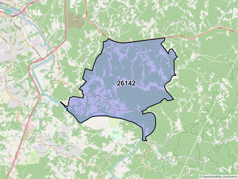 Map of ZIP Code 26142 — Davisville, WV