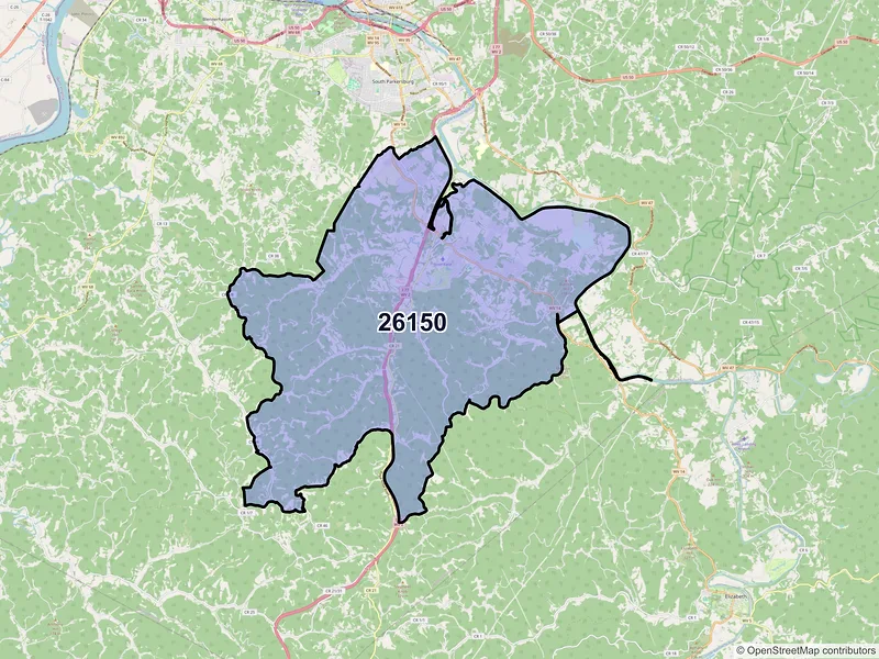 Map of ZIP Code 26150 — Mineral Wells, WV